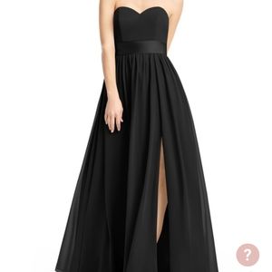 Azazie Fiona Black Bridesmaid Formal Dress w/ Bow